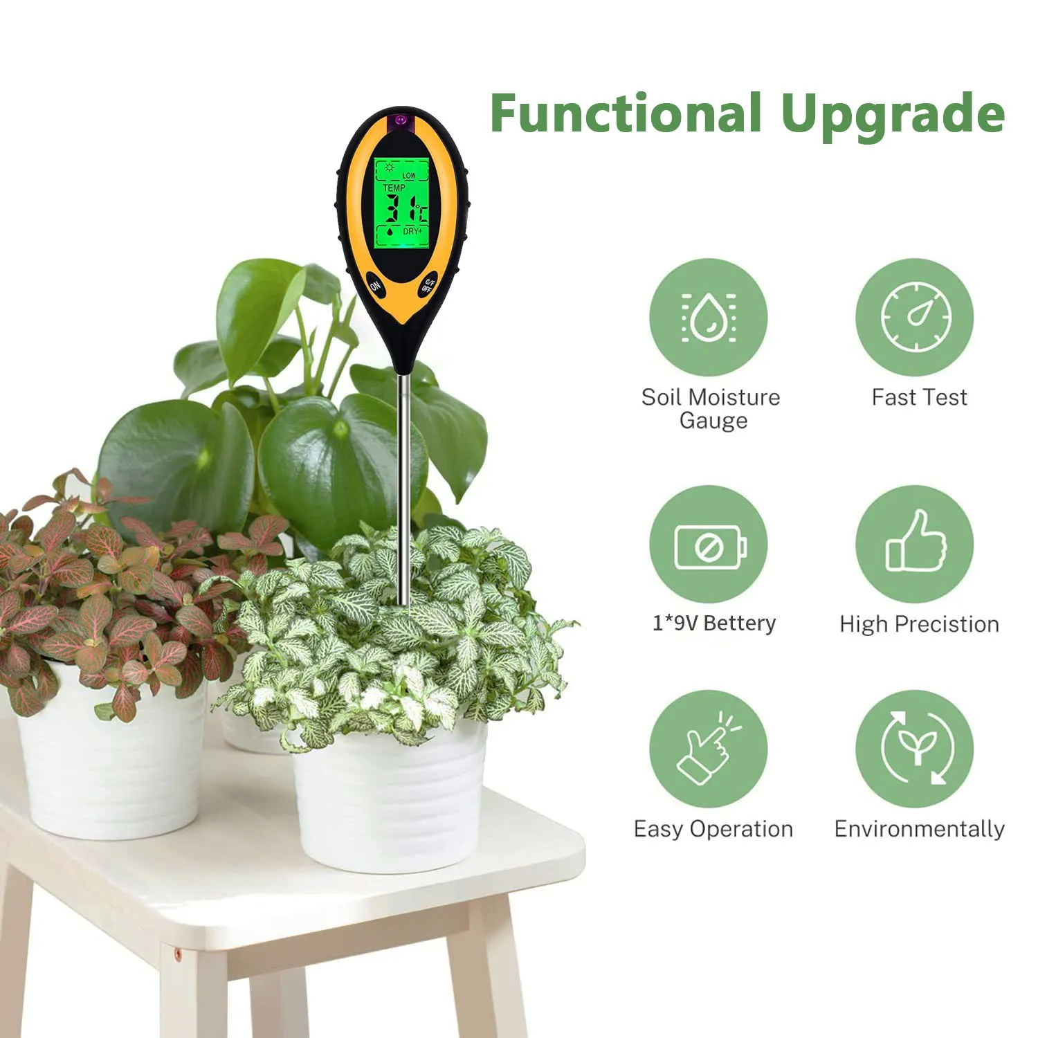 

1PC Multifunctional Light Hygrometer PH Meter New 4 in 1 Soil Detector For Temperature And Humidity Flowerbed Courtyard Garden
