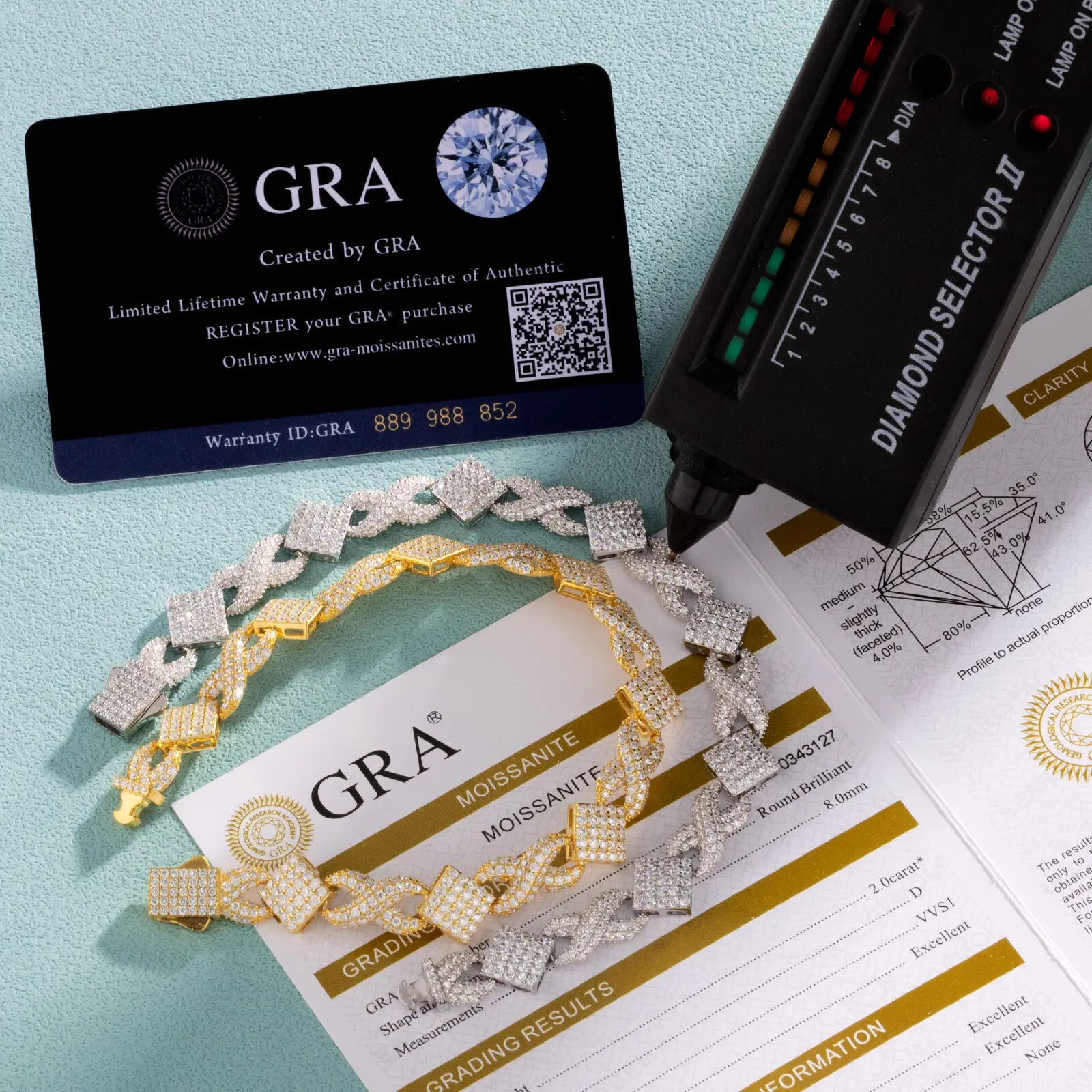 Мужской браслет в стиле хип-хоп Iced D VVS Муассанит стерлинговое серебро 925 пробы