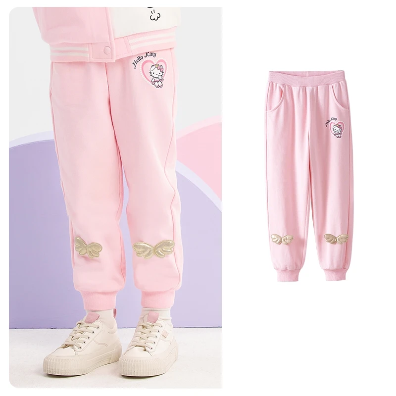 

Kawaii Hellokitty Kid Pants New Cute Girls Foreign Style Children Simple Printed Sports Pants Warm Knitted Bottoming Pants