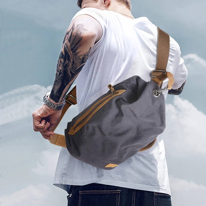 Vintage canvas men chest bag outdoor casual organizer designer multifunctional sports shoulder bag large capacity crossbody bag
