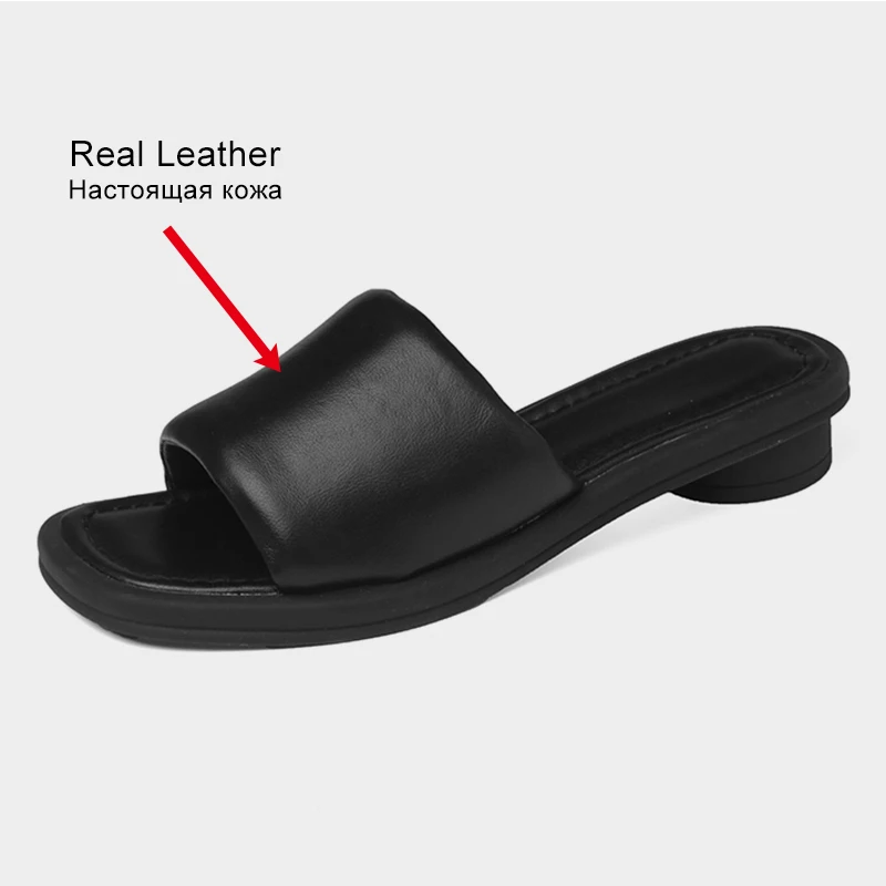 Шлепанцы JOZHAMTA женские из натуральной кожи сандалии на низком каблуке