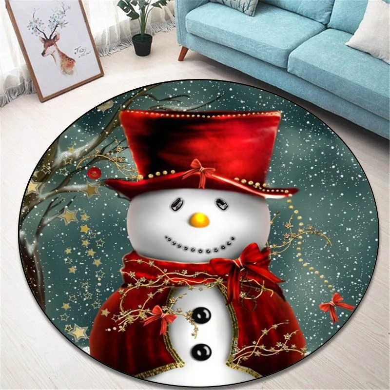 Рождественский круглый ковер с принтом для гостиной коврик детей напольный йоги
