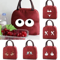 chest print lunch bags canvas picnic box bag cooler bag fashion handbags new school food dinner insulated bag camping travel bag