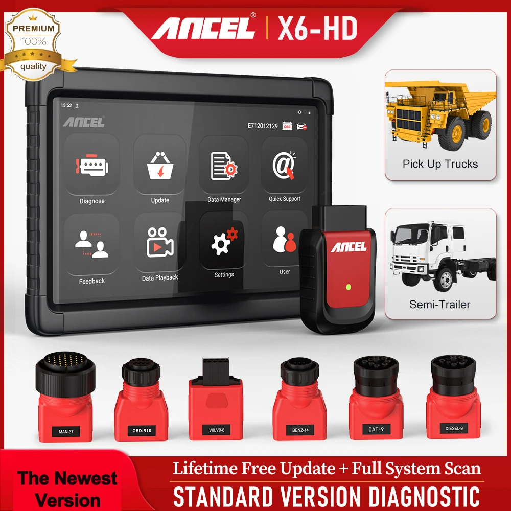 

Диагностический сканер ANCEL X6 HD для тяжелых грузовиков, 24 В, OBD2