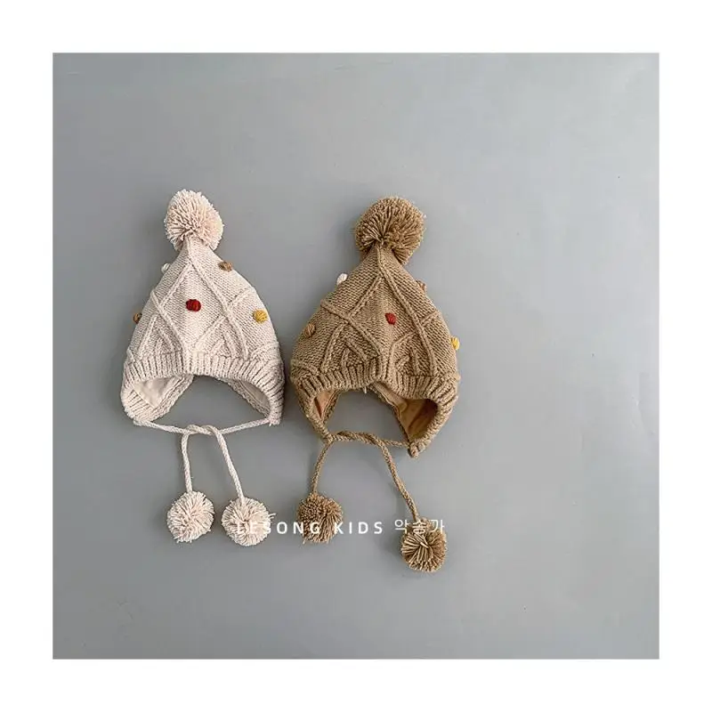 MiniAinis Детские зимние шапки с помпоном для маленьких девочек и мальчиков милая