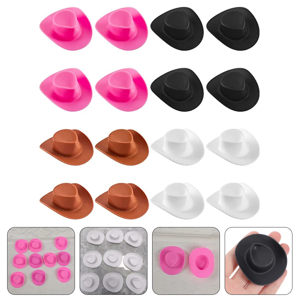 

40 Pcs Boot Glasses Hat Cupcake Toppers DIY Mini Hats Cupcake Toy Baby Dress Hats Tiny Cowgirl Hat