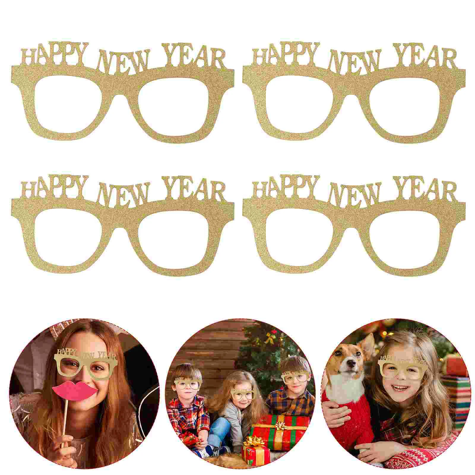 

New Year Party Eyeglasses Christmas Decor Prop Sunglasses Glasses Photo Glitter Happy Eyewear Eyewears Supply Accessory S Eve