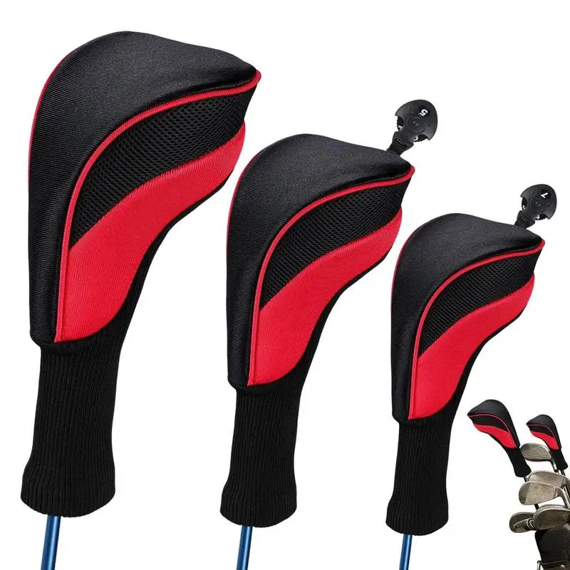 

Putter Cover Ventilated Golf Club Head Covers 3Pcs Golf Club Headcovers Interchangeable No. Tags 3 4 5 6 7 X For 460cc Driver