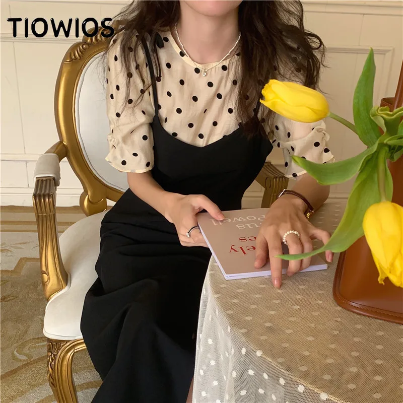 Платье-двойка с коротким рукавом для корейской женщины |