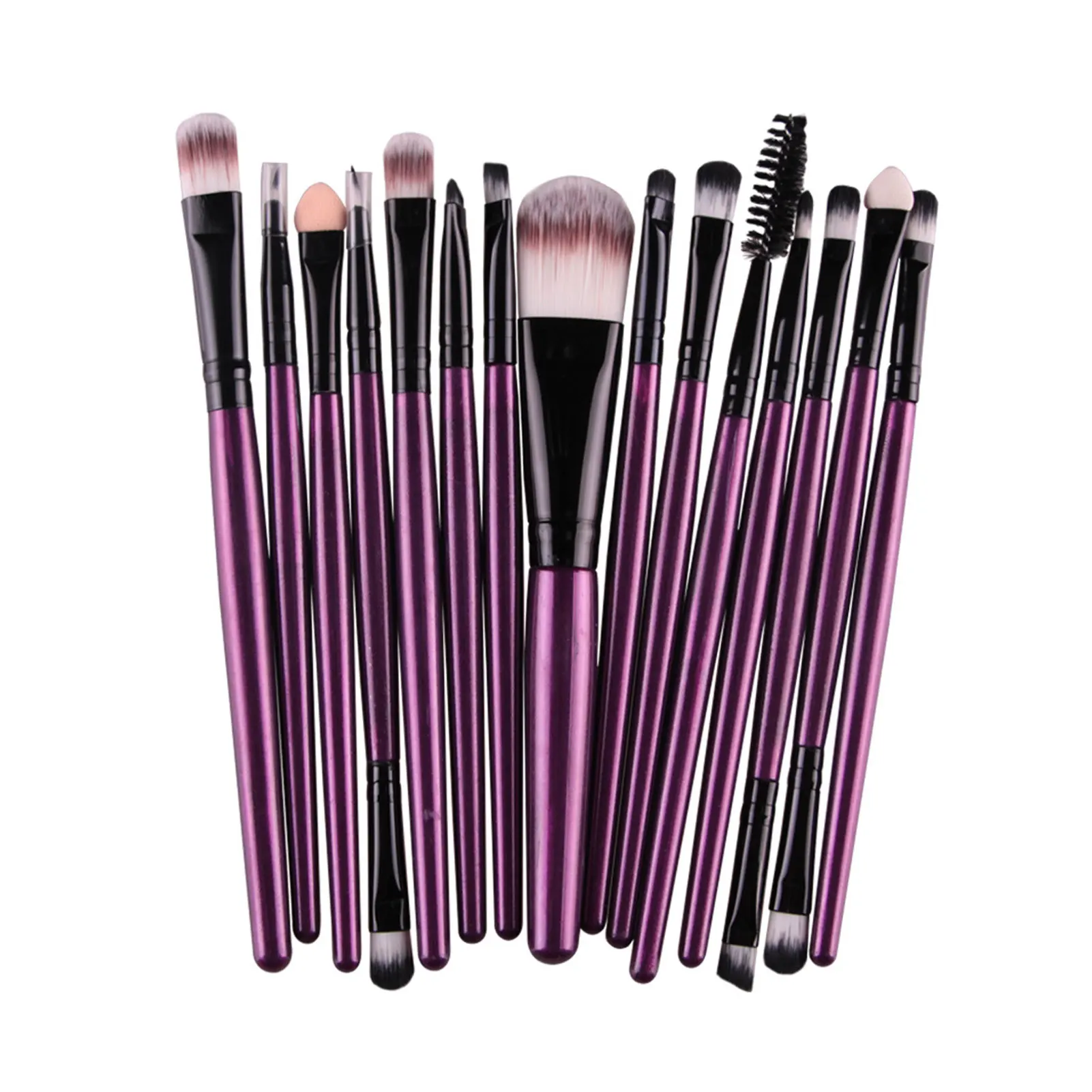 

15pcs Professional Home Travel Beginners Long Handle Soft Bristles Lip Liner Cosmetic Tool Portable Eye Shadow Makeup Brush Set