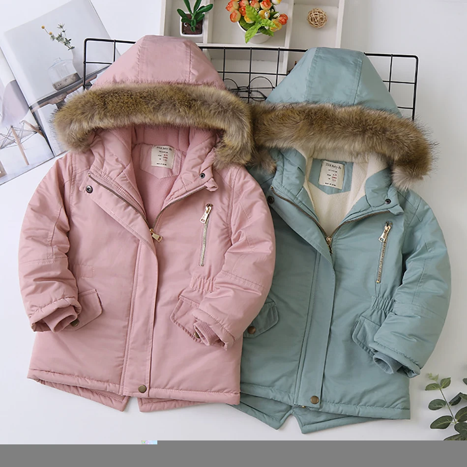 

Детская теплая хлопковая парка с капюшоном для маленьких девочек и детей, однотонная утепленная верхняя одежда для мальчиков, 2022