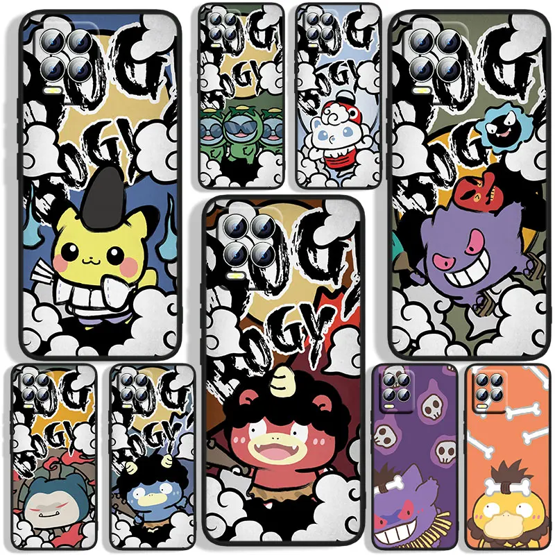

Cute Pokemon Pikachu Phone Case For OPPO Realme 5 6i 6s 7 7i(Global) 8 8i Pro 5G Realme Narzo 50A Narzo 50i Black Silicone
