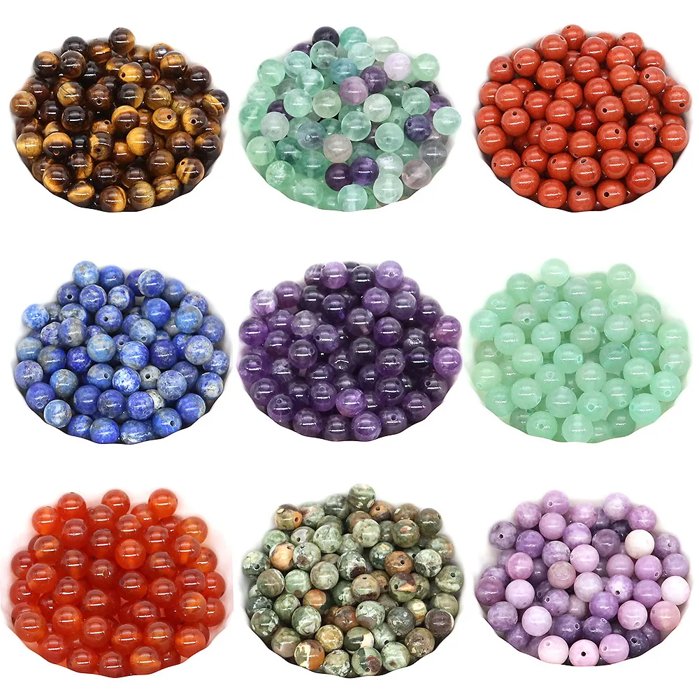 Natural Stone Beads For Jewelry Making Tiger Eye Amethyst Reiki Quartz Healing Crystal Loose Spacer Charms DIY Bracelet Necklace