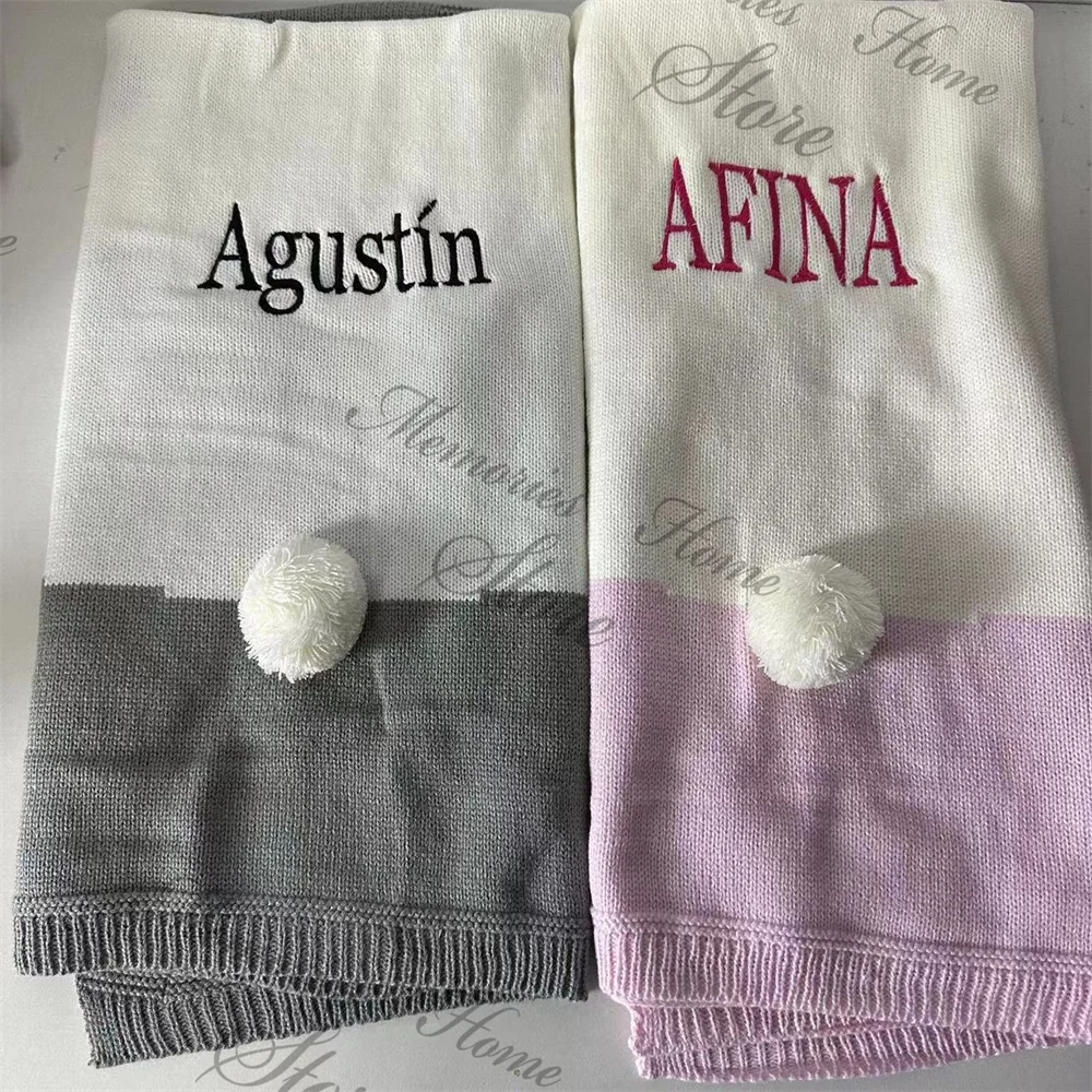 Детское вязаное одеяло с кроличьими ушками индивидуальным именем для детского