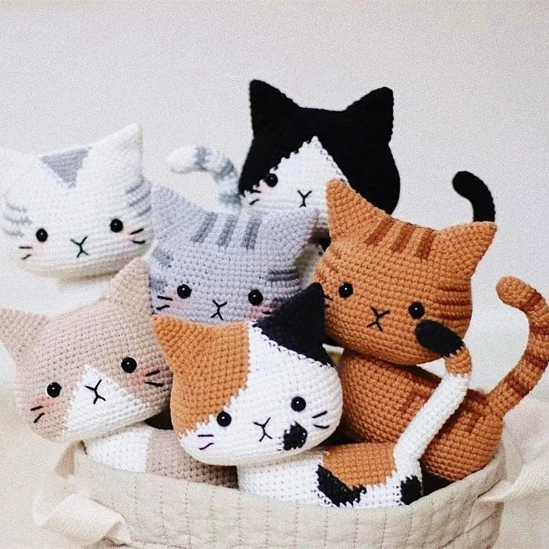 

Knitting Diy Handmade Materials Pack Knitting Cute Little Flower Cat Ornaments Cat Doll Creative Gift Material Bag
