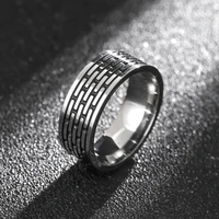 megin d stainless steel titanium simple korean fashion style hip hop punk grain rings for men women couple friends gift jewelry