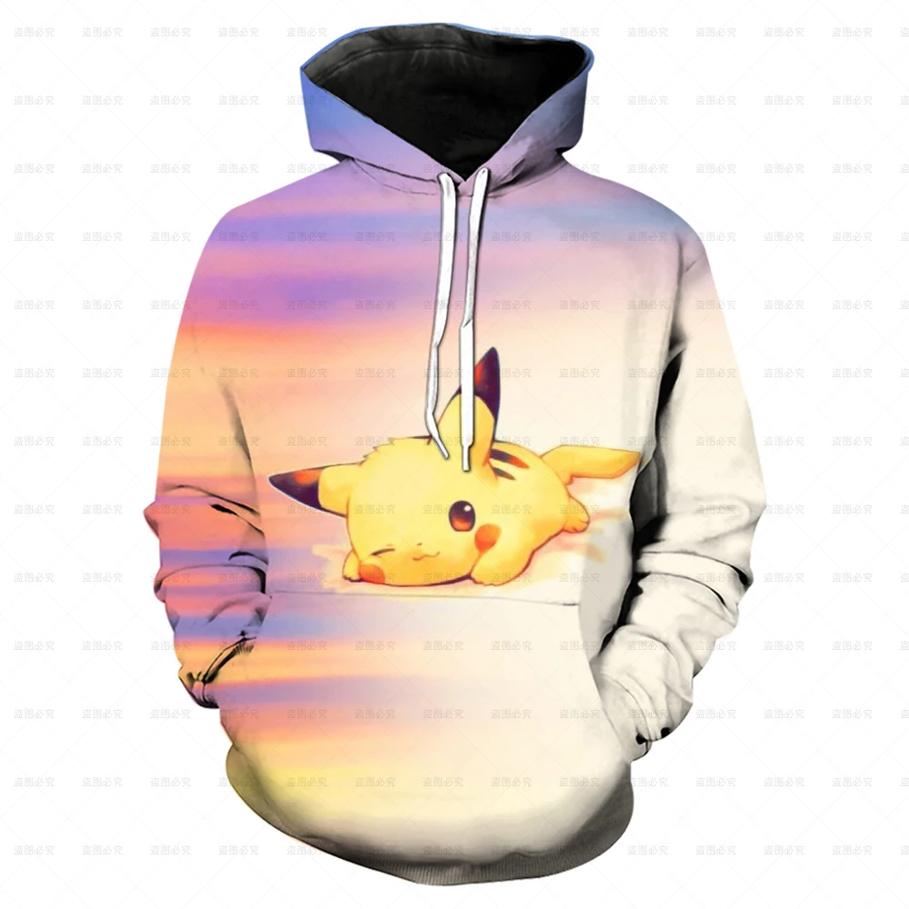 New Boy's Hoodie 3D Printing Long-Sleeved Autumn Pokemon Print Personality Lovely Pika Pattern Hooded Top New Style Hot Sale images - 6