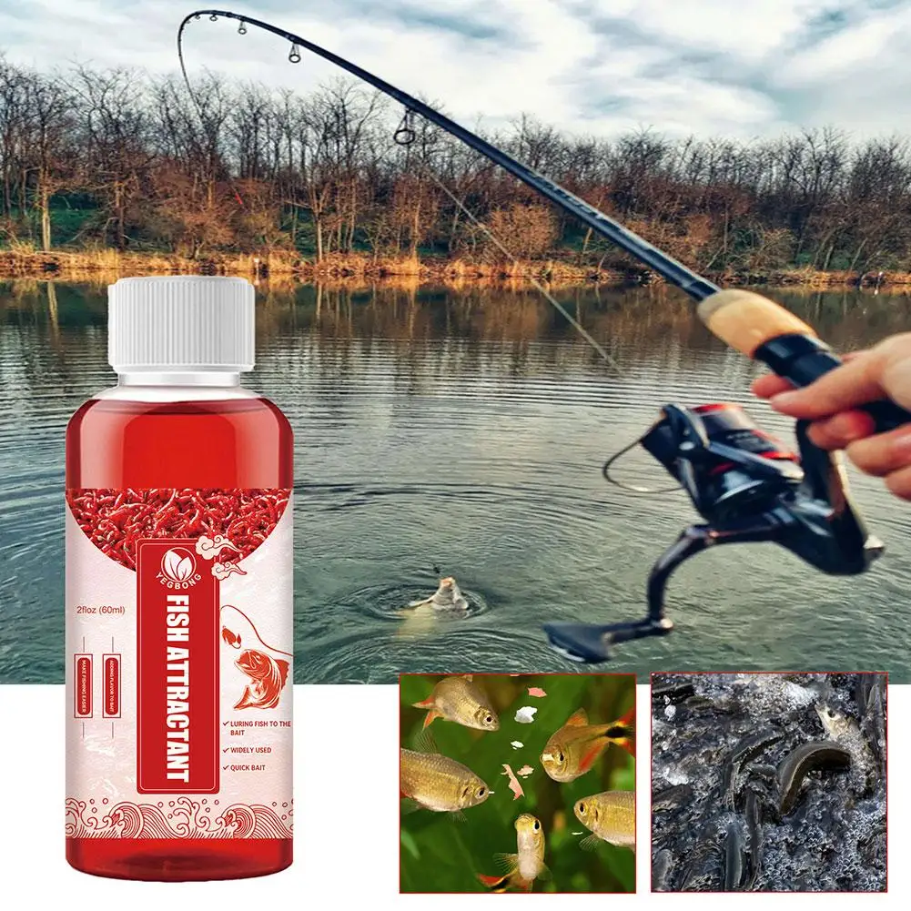 

60ml Strong Fish Attractant Concentrated Fish Bait Perch Freshwater Fish Red Worm Liquid Fishing Lure For Trout Cod Carp Ba V8V1