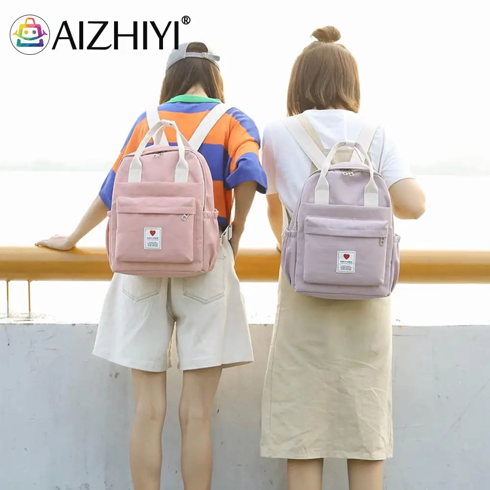 

2022 Cute Student Nylon Backpacks Girls Casual Travel Multi-pocket Zipper Shoulder Bags Simple Large Capacity Fashion Backpacks