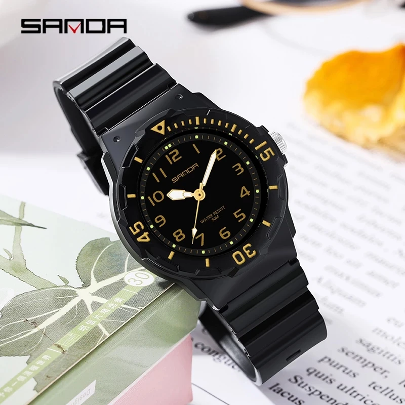 

SANDA Fashion Trend Women Watch 2023 New Casual Womens Clock Luminous Hands 50M Waterproof Wristwatches Quartz Reloj Mujer 6011