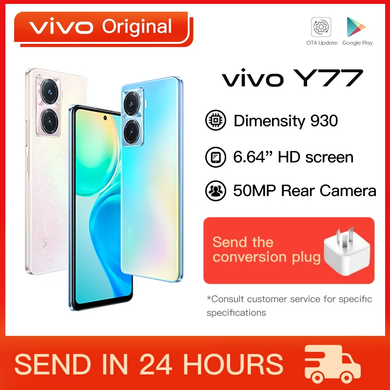 Original VIVO Y77 5G Mobile Phone 6.64 Inch  Dimensity 930 Octa Core 80W SuperFlash Charge 50M Dual cameras