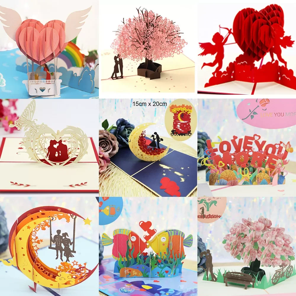 

Wholesale Hot 3D Card Creative Gift for Wife and Girlfriend for Valentine's Day Wedding Invitation Customized Thank You Post