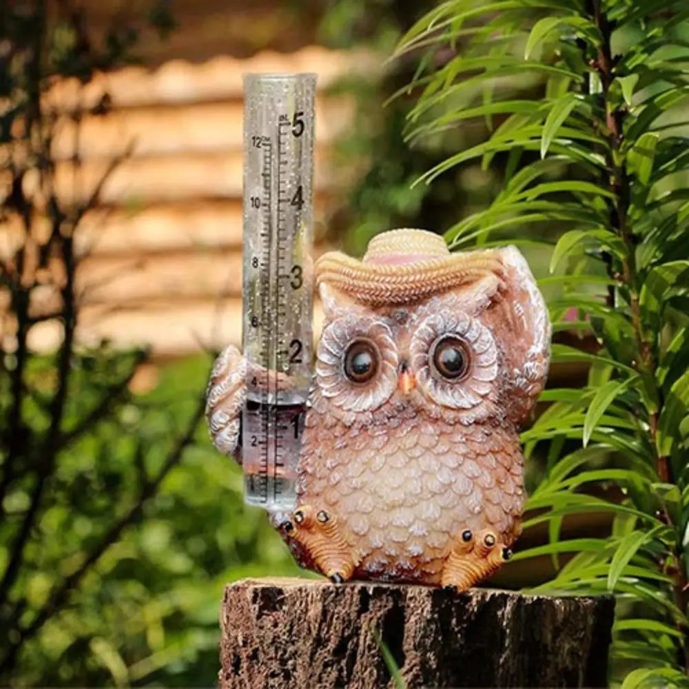 

Resin Outdoor Ornament Yard Decor Owl Rain Gauge Garden Ornament Resin Bird Owl Decoration
