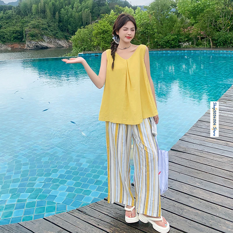 Женский Повседневный костюм из двух предметов желтая Свободная рубашка без