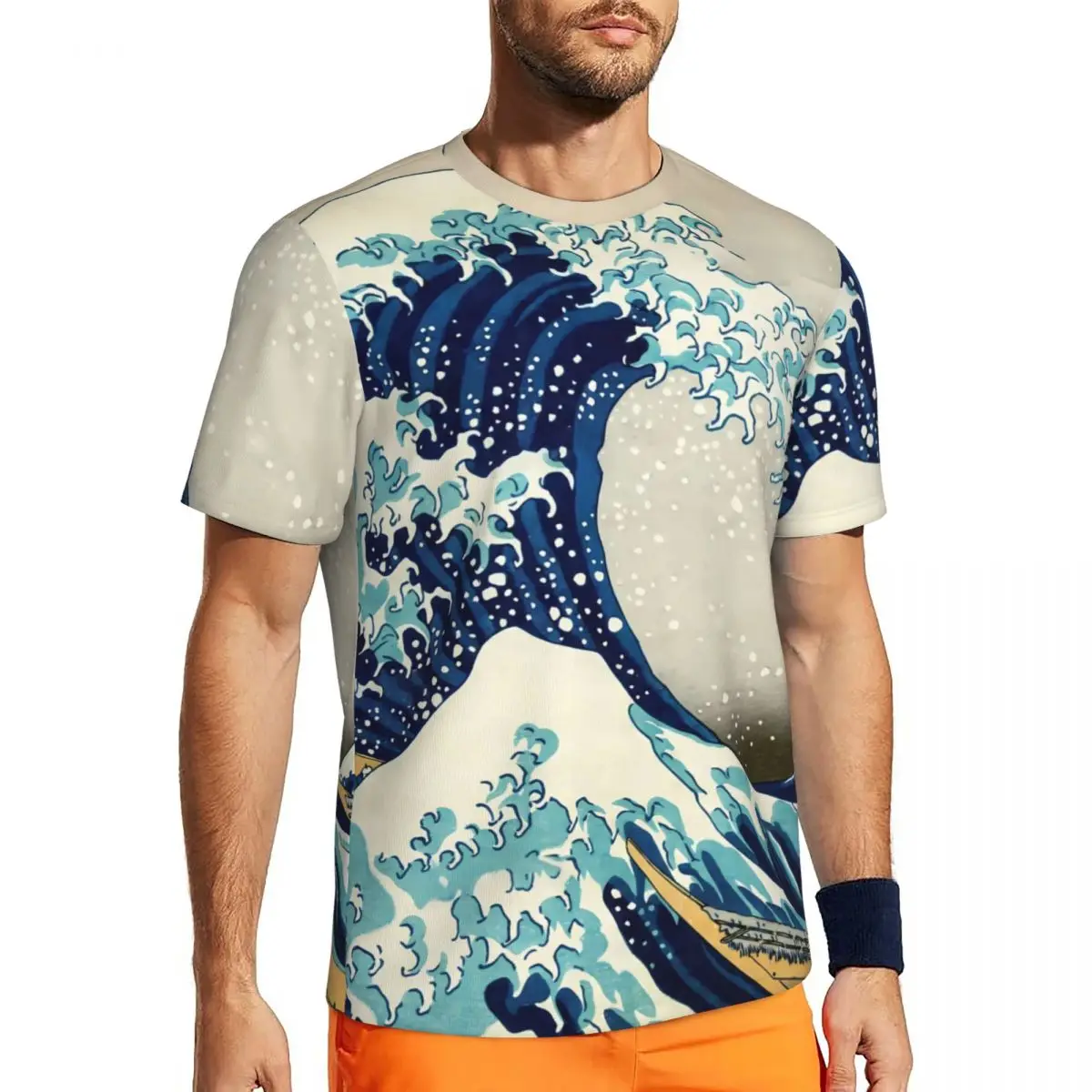 Футболка с принтом &quotВеликая волна&quot футболки для бега в стиле хиппи из