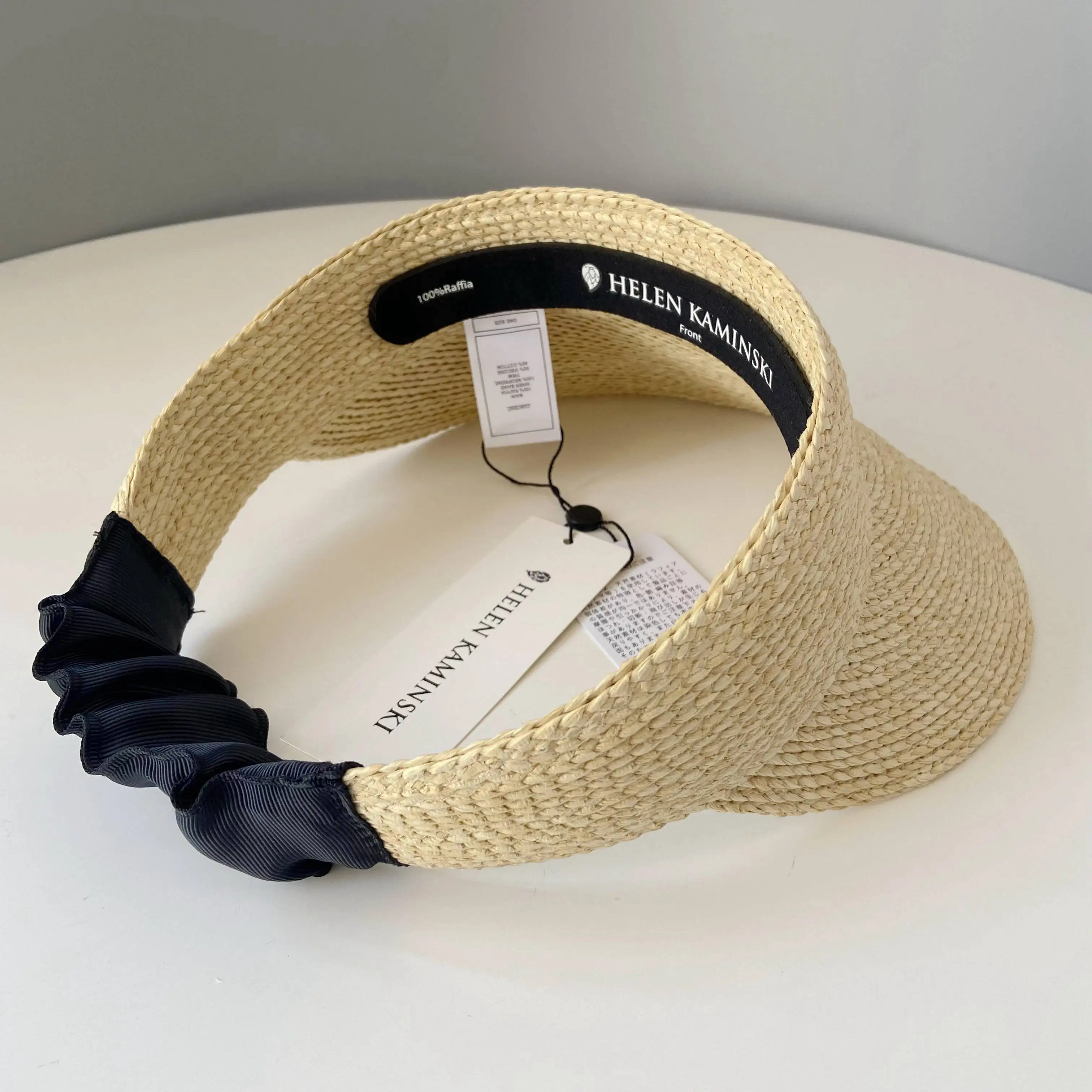 

HELEN Women Summer Hat Outdoor Sun Protective Ponytail Straw Hat Visor Cap Handmade Natural Spring Sun Visor
