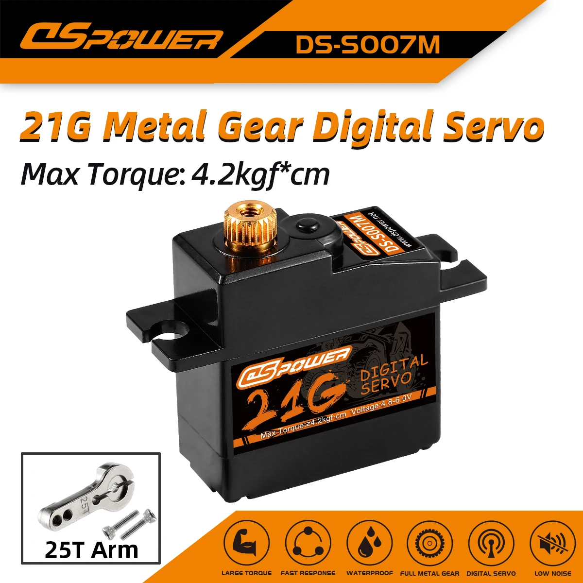 

DSpower 21g Metal Gear Mini Servo 4.2KG Servo for 1/14 1/16 1/18 RC Car Slash E-Revo 144001 C24 D12 MN99S MN86 RC Airplane Robot