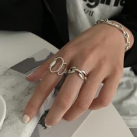 s925 punk hollow geometric rings for women fashion jewelry gift girls opening adjustable ring hiphop party trendy accessories