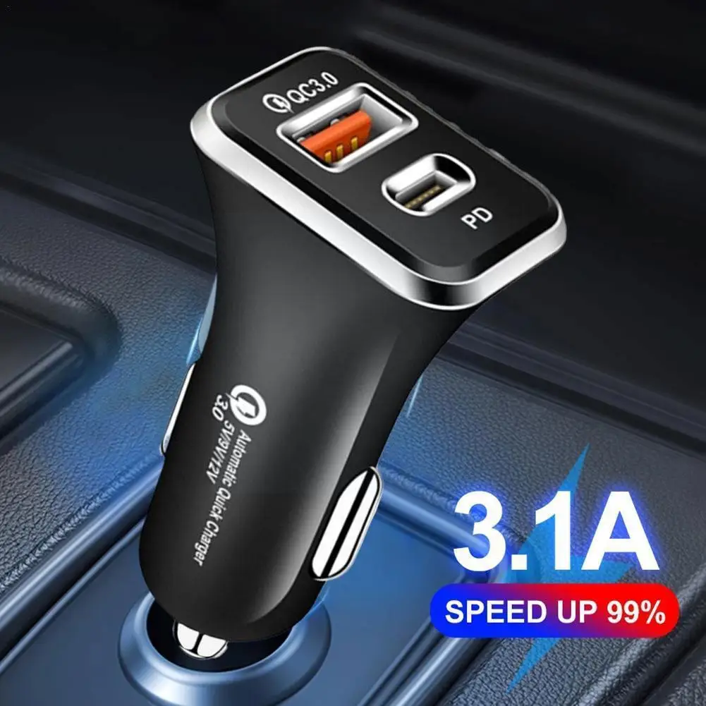 

Mini Stealth Car Adapter 48W Dual USB Quick Charge Type C PD Charger Adapter PD+QC/PD+PD Car Charger For iPhone 12 Huawei E0V3