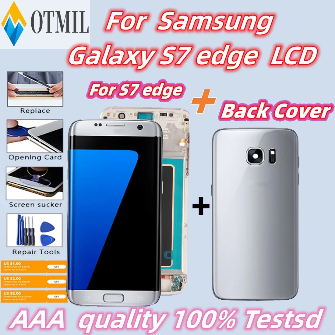 

5.5'' Super Amoled LCD For Samsung Galaxy S7 edge LCD G935 G935F Touch Screen Digitizer Assembly Replacement With Burn Shadow