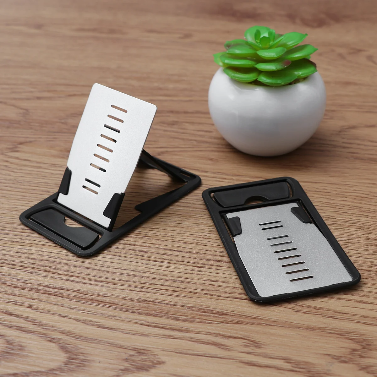 

Pack of 2 Cellphone Holder Aluminum Alloy Desktop Foldable Type Smartphone Stand Tablet Support for Cafe Home Office