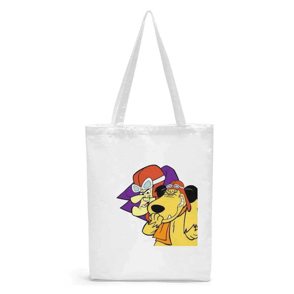 

Smile Canvas Shopper Handbag Wacky Races 1968 Anime TV Series Shoulder Bags Teens Storage Pocket Fitness Large Pouch Tote Bag