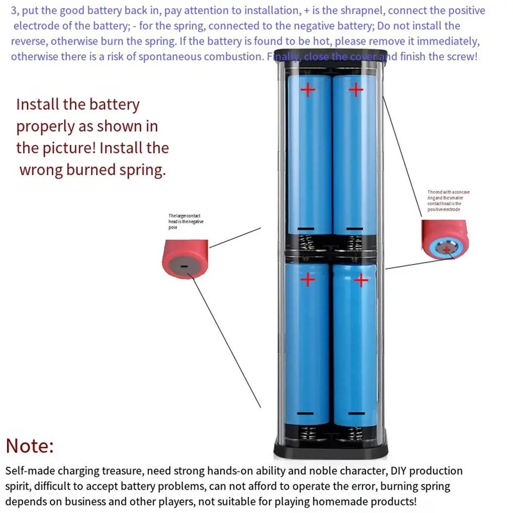 18650 Ящик для хранения аккумуляторов 4 слота DIY Power Bank Box зарядного устройства
