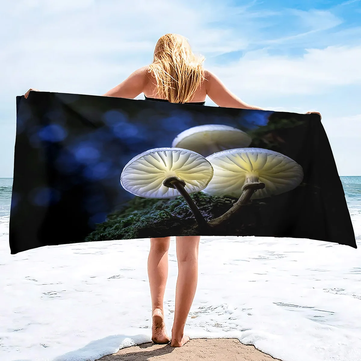 

Mushroom Beach Towel Oversized,Colorful Funny Hippie Bath Towels Super Absorbent Beach Towels for Bathroom Swim Sport Gym Shower