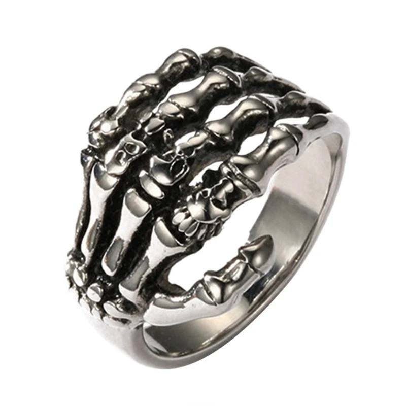 

Vintage Skeleton Skull for Palm Shape Ring for Women Men's Hip Hop Metal Rock for RAP Party Club Ring Male Biker Finger