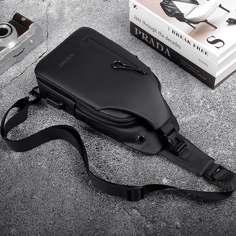 New Fashion Chest Bag Men's Crossbody Bag Waterproof Shoulder Bags with USB Charging Short Trip For Male Travel Pack bag  bolsas
