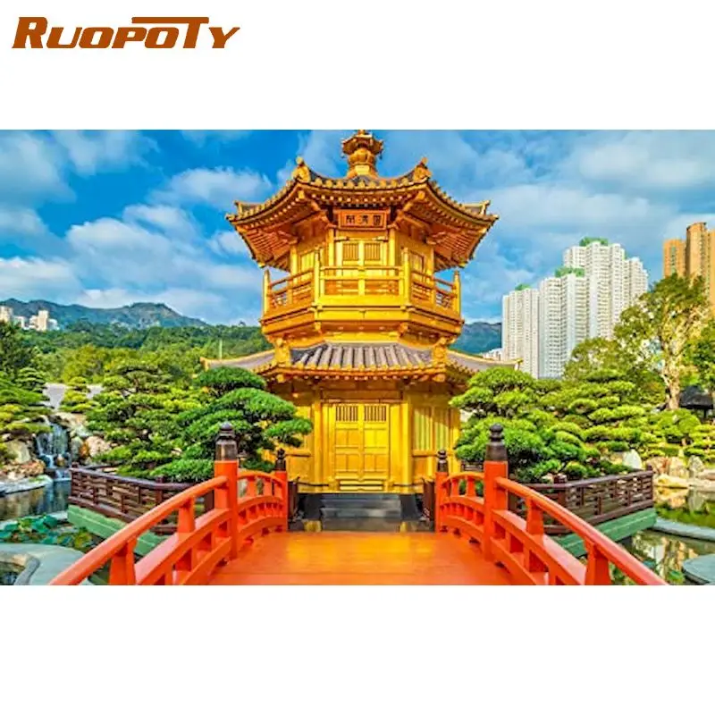 

RUOPOTY DIY Pictures By Numbers Kits Painting By Number Scenery Drawing On Canvas Hand Painted Paintings tower Art Gift Home Dec