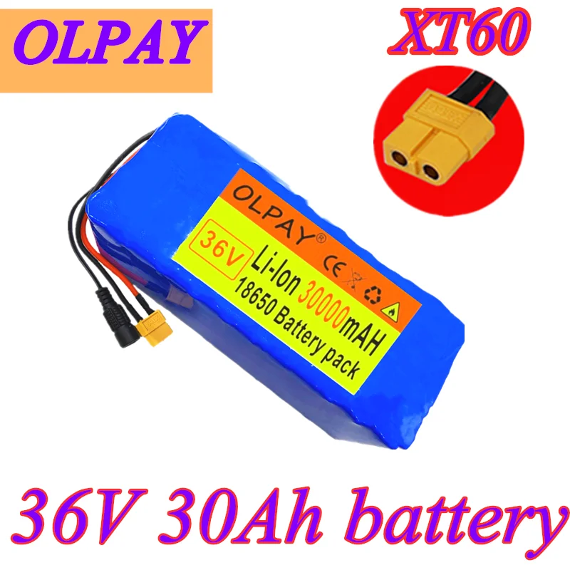 

Original XT60 interface 36V battery 10S4P 30Ah battery pack 500W high power battery 42V 30000mAh Ebike electric bike BMS