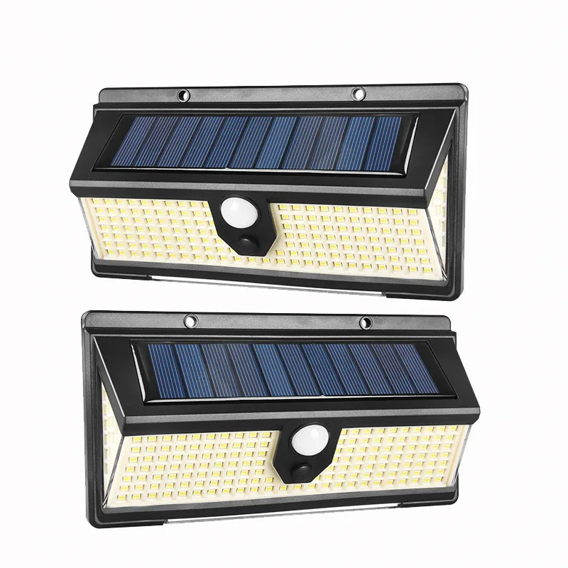 

Solar panel LED solar wall lamp garden three-sided luminous human body induction lamp road fence lighting lamp with flickering
