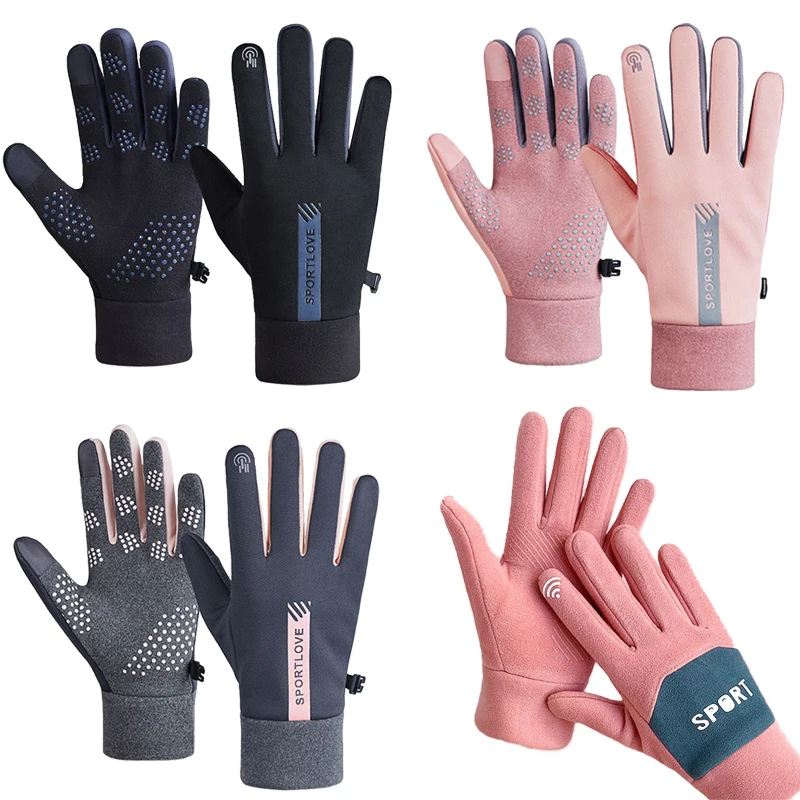 

1Pair Warm Gloves Cycling Bike Autumn Winter Windproof Mitts Waterproof Non-slip Touch Screen Outdoor Sport Female Gloves
