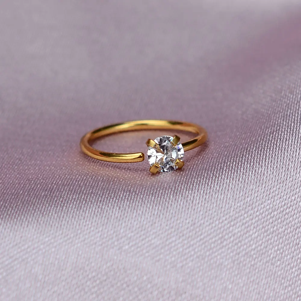 Кольцо для пирсинга женское из нержавеющей стали с фианитом маленькое Ювелирное