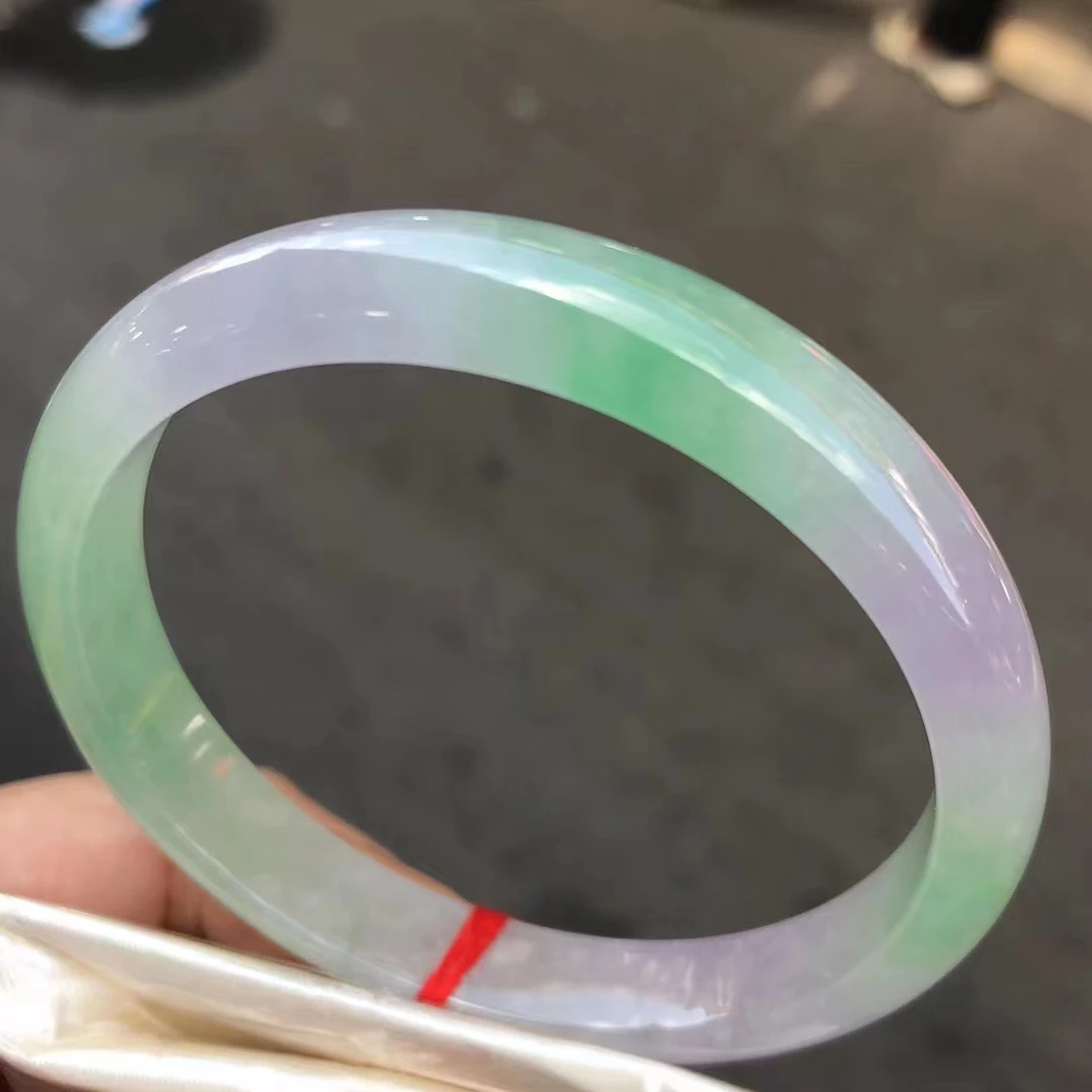 

Natural 100% real Myanmar jadeite bangle flat bar jadeite bangle green jadeite for woman temperament gift bracelets 60mm 340