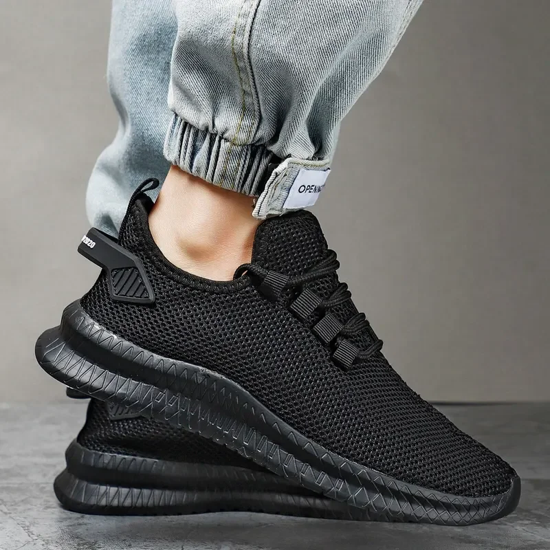 Мужская обувь дышащая сетчатая для бега слипоны Прогулочные кроссовки мужчин