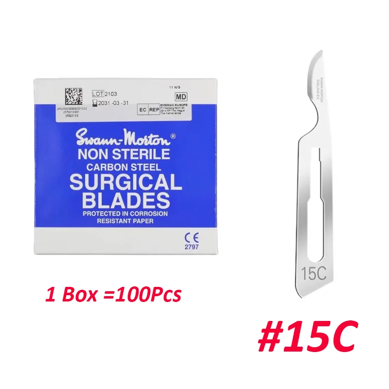

100 шт., хирургический клинок для скальпеля Swann Morton из углеродистой стали 15C 11 15 11P 10 20 10A 12 21 22 23 18 Инструменты для ремонта и резки