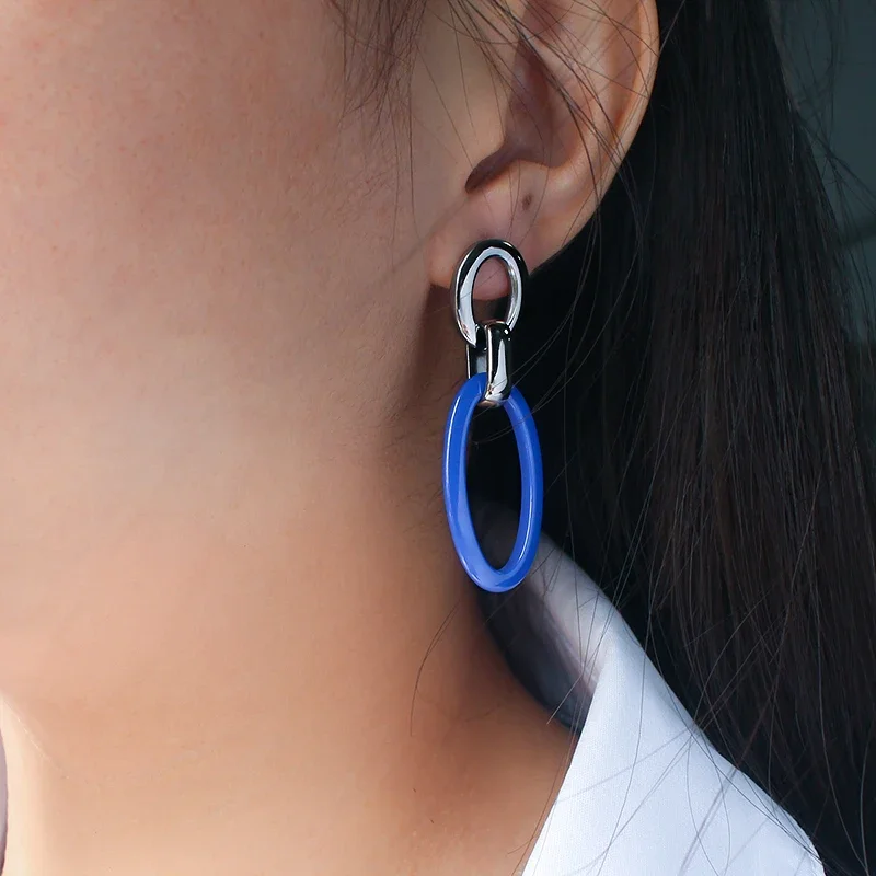 Элегантные серьги черные белые синие большие эллиптические винтажные свадебные