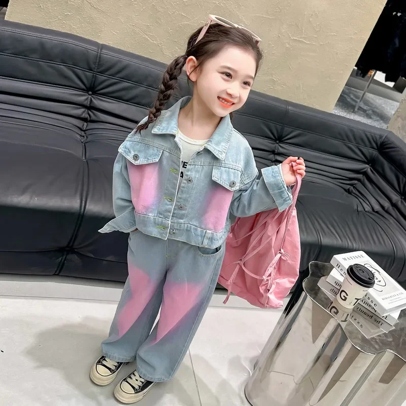 baby girl's garnitur dziewczęcy strój wiosenny 2024 новый стиль шикарная джинсовая мода комфортная